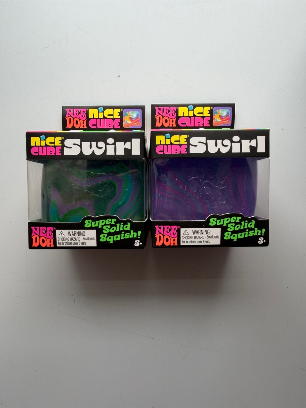 Nice Cube Swirl Super Solid Squish! - Purple & Green + Purple & Blue